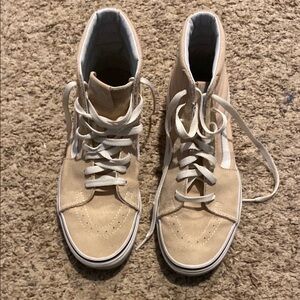 Vans High-Top Sneakers in Tan and White